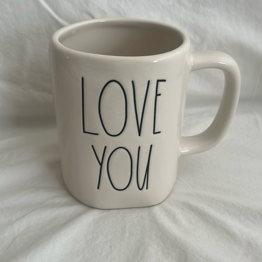 Rae Dunn Mug ‘Love You’ in White with Black Lettering